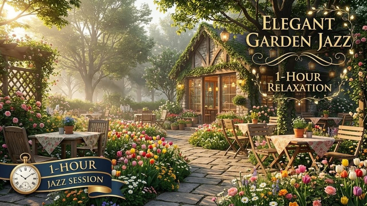 Elegant Garden Jazz ☕ Afternoon Tea in a Sunny Spring Garden
