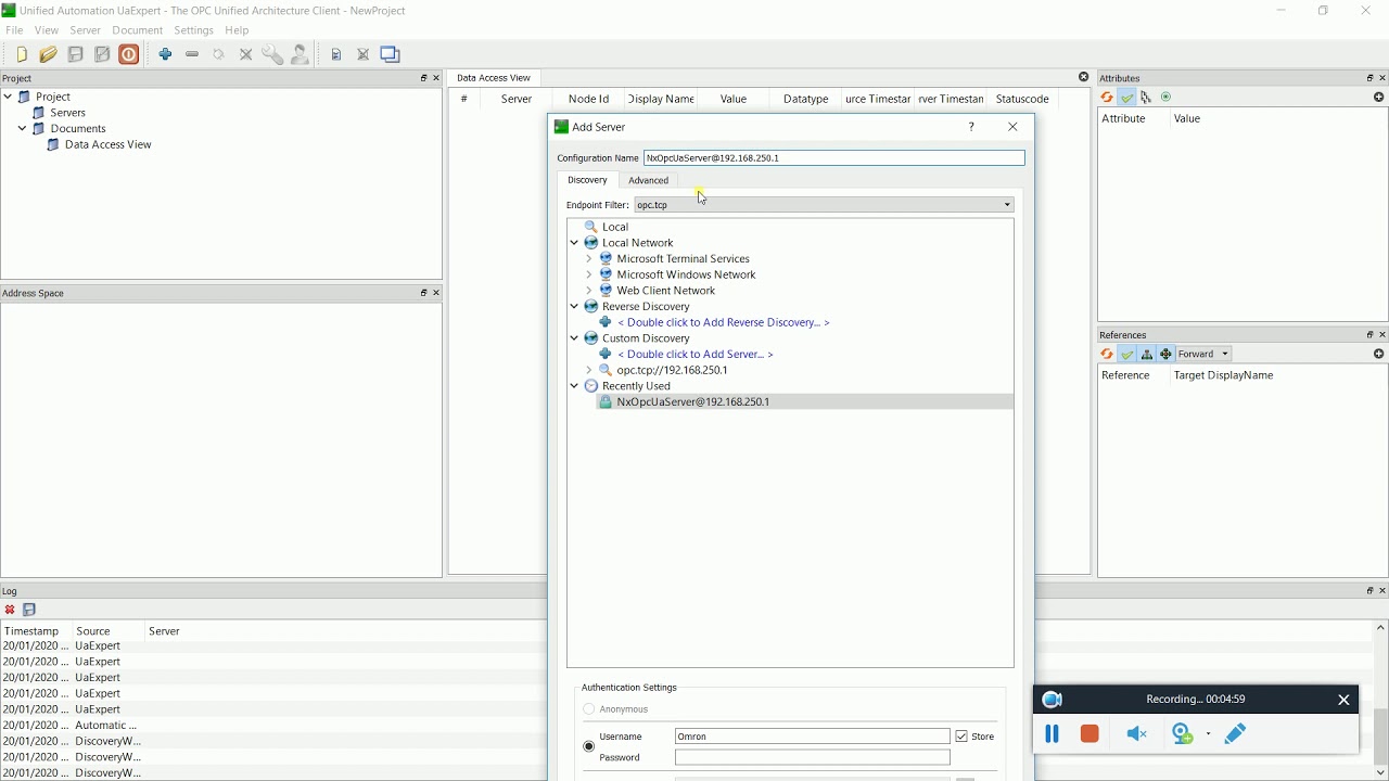 How to set up Omron  NX102 PLC  OPC UA server, talks to UA expert software.