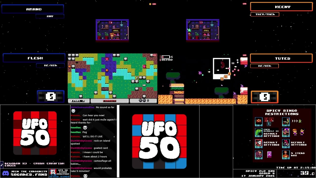 UFO 50 2v2 Spicy Szn Winter 2026 - Keeny/Tutes vs Aranq/Flesh - 17 January 2026
