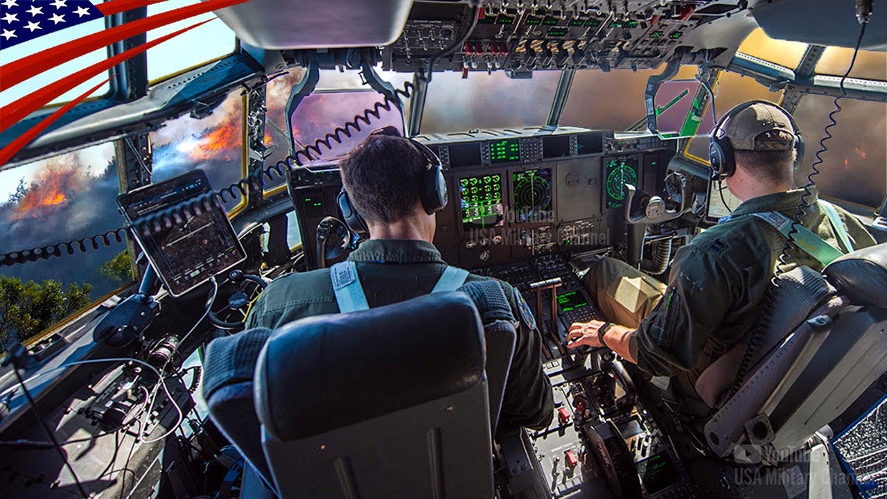 C-130 Cockpit Views: Pilots Battling California Wildfires
