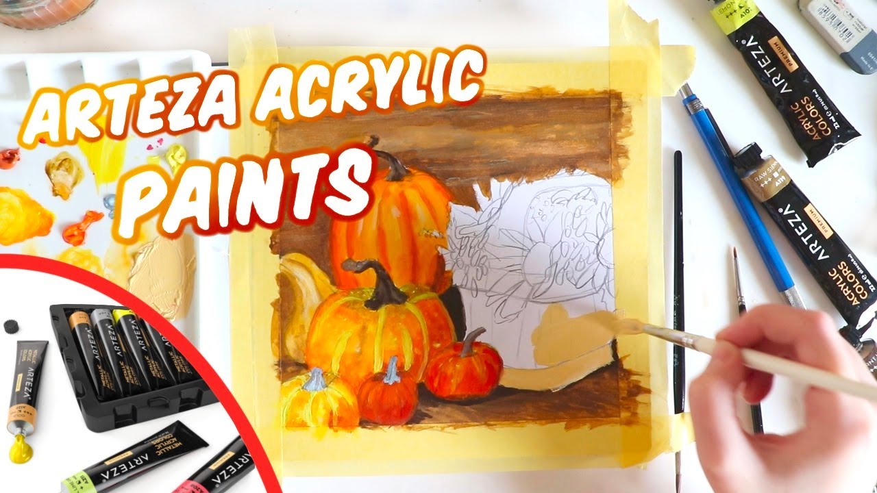 ☕️ SKETCHBOOK SESSION || 🍂 Trying out the ARTEZA Acrylic Paint Set!!  🎨 60 COLOURS!!