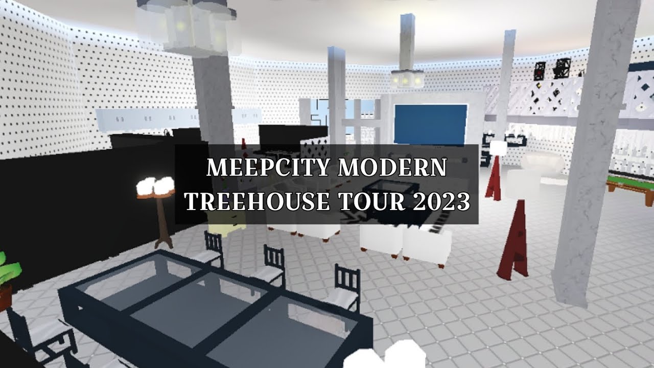 NEW MEEPCITY TREEHOUR TOUR 2023 NEW UPDATE⁉️ BLACK AND WHITE THEMED HOUSE