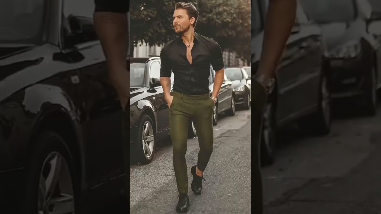 olive green chinos with different types of tshirt and shirt #olivegreen #pants #trendycollections