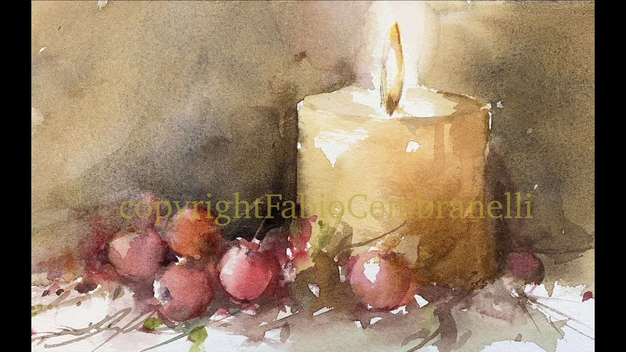 Watercolor/Aquarela Demo Arrangement with Candle