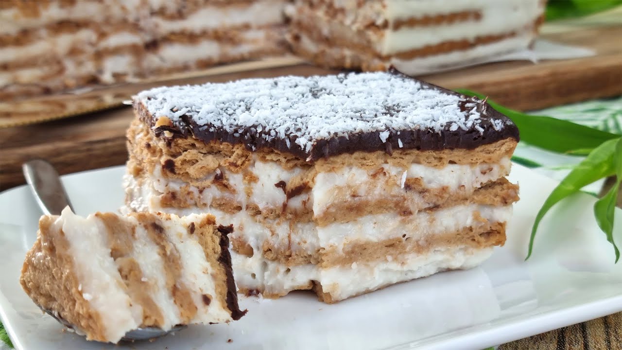🍫🍪🥥¡Sin Horno! ¡Esta Cremosa y Facilísima Tarta Sabe a Verano!