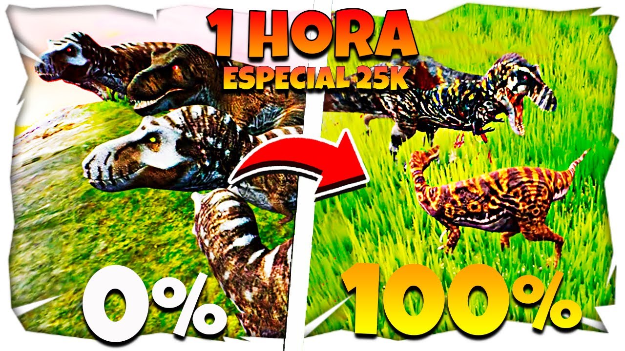 1 HORA!! SOBREVIVI DO (0 a 100%) COM VARIOS DINOSSAUROS! Especial 25K - The Cursed Isle