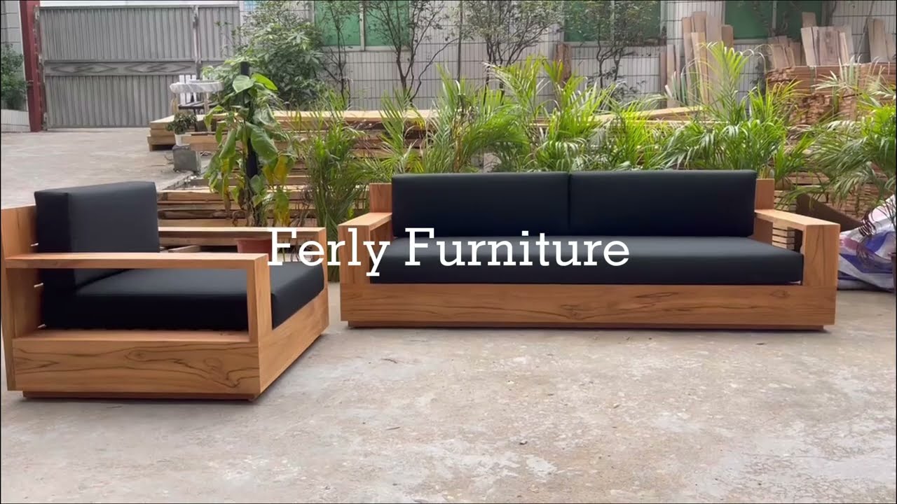 outdoor teak furniture solid wood teak sofa set lounge sofa set FL24TS056