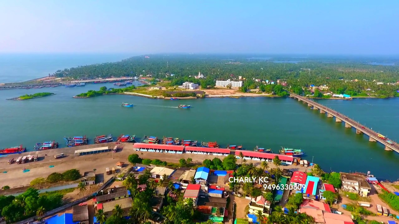 Neendakara Fishing Harbour Kollam Helicam View