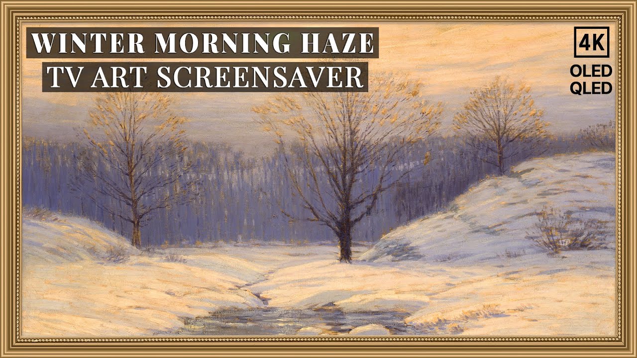 Winter Morning Haze Frame TV Art | Vintage Snowy Landscape Painting | TV Screensaver 4K