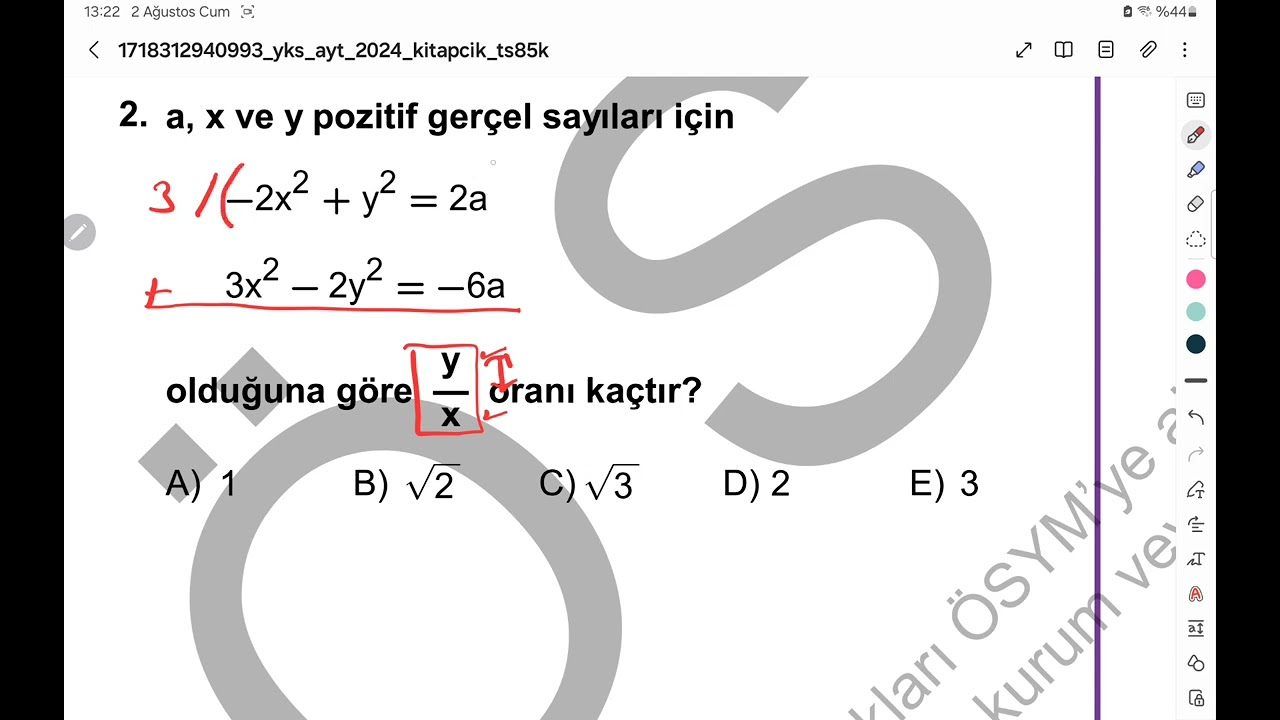 2024 ayt denklem sorusu.#ayt #yks