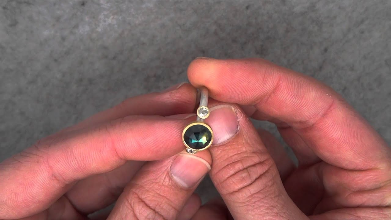 Mark Nuell - Bi Colour Sapphire & Diamond Ring - ORRO Contemporary Jewellery Glasgow