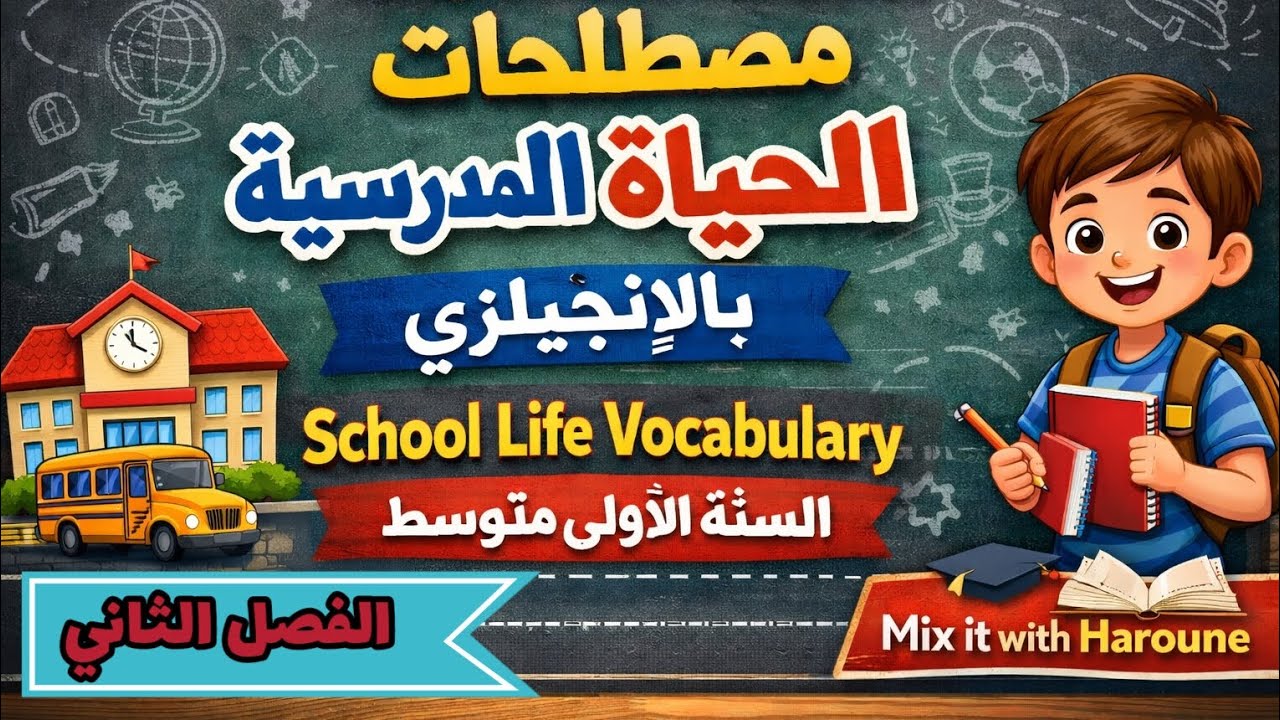 مصطلحات الحياة المدرسية بالإنجليزية 📚 | الفصل الثاني | السنة الأولى متوسط / School Life Vocabulary