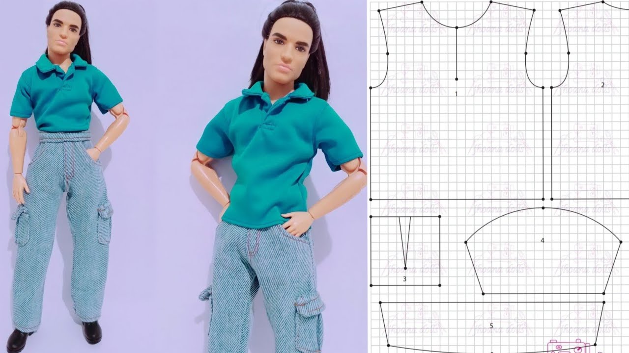 53 pantalón cargo y polo para ken(patrones en la descripción)