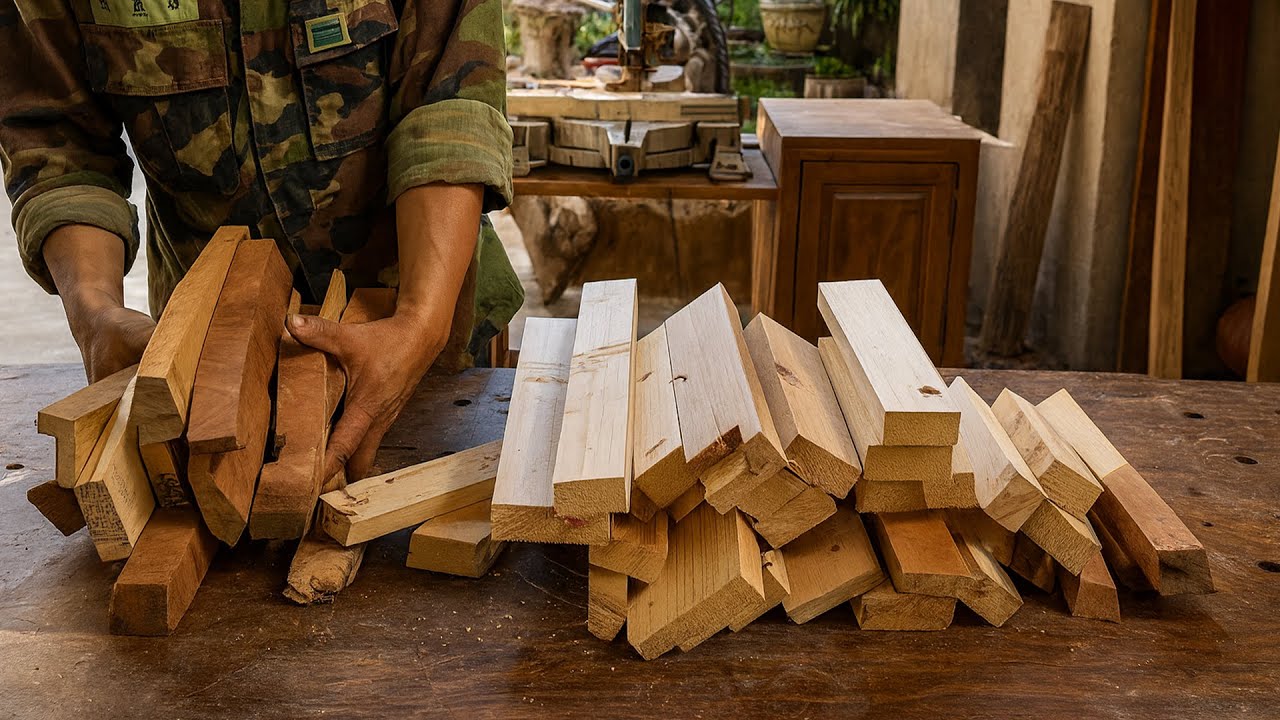 What Did This Carpenter Do With This Pile Of Scrap Wood To Create The World's Most Unique Table?