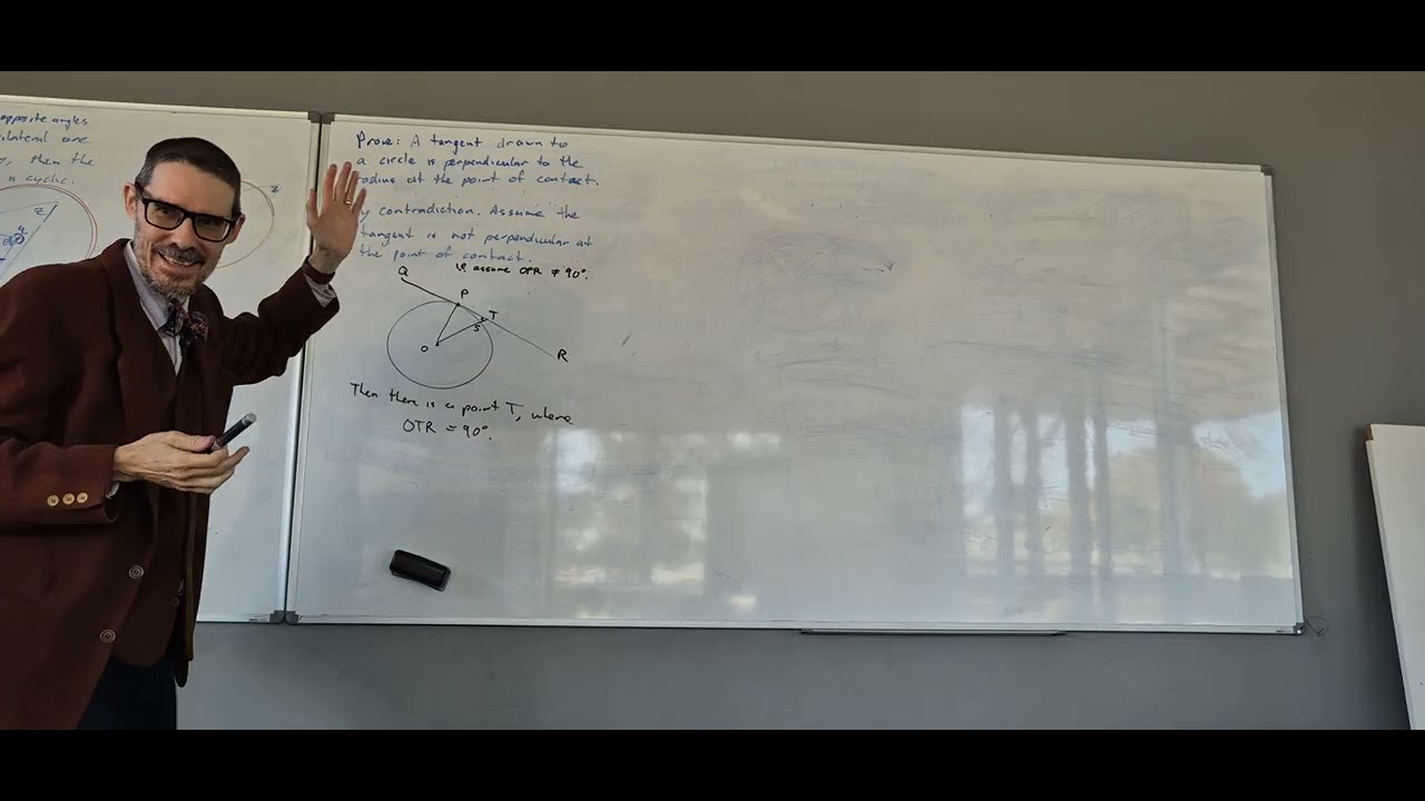Prove a tangent is perpendicular to the radius at the point of contact