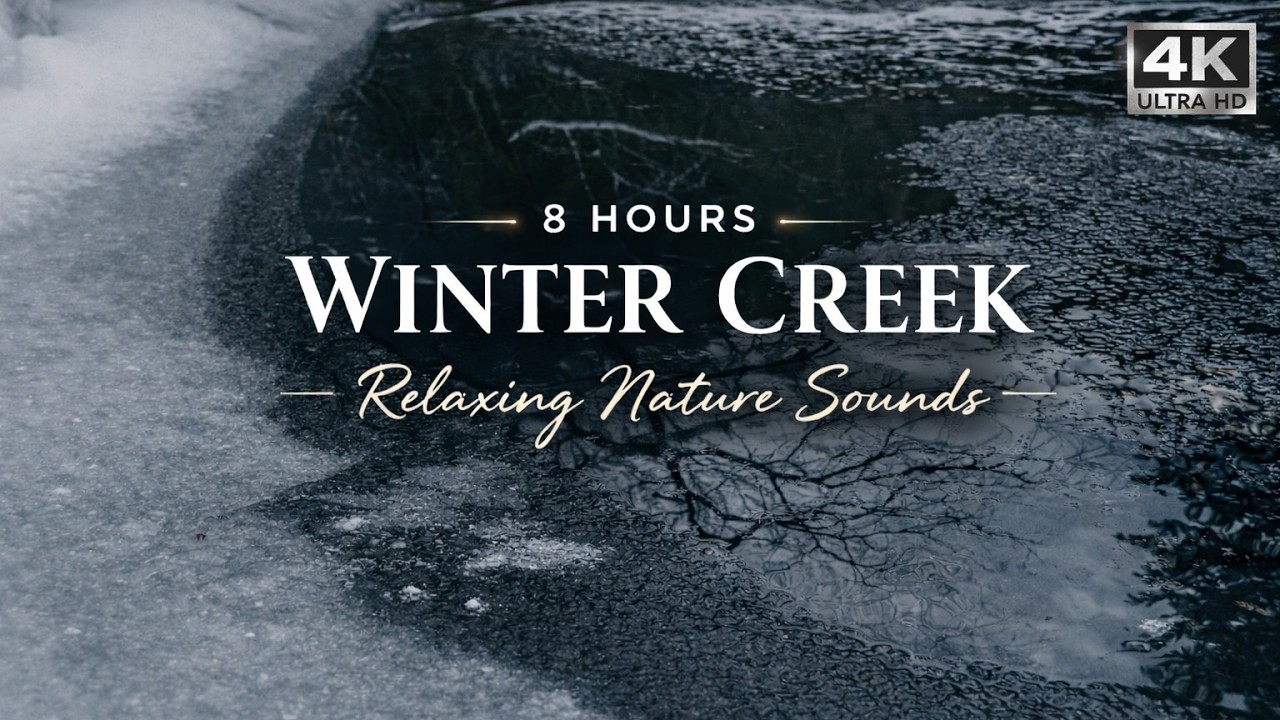 8 Hours Winter Creek Sounds (Icy Stream) | Nature Water White Noise for Sleep, Study & Relaxation
