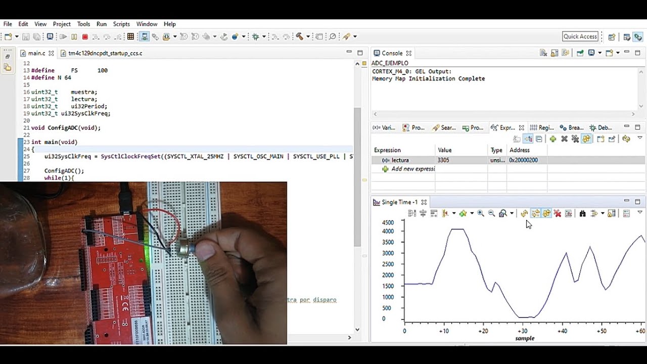 Graficar lectura ADC Tiva C 1294