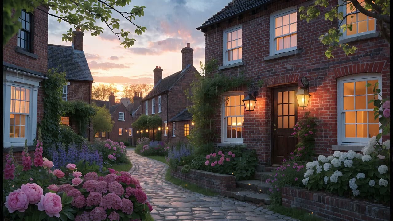 Spring in Historic Village🌸 Peaceful Evening Ambience with Birds & Rain Sounds