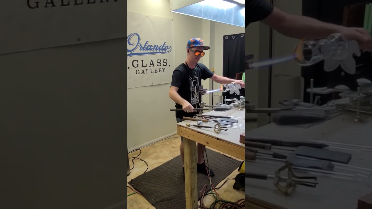 Taffy the Grey throwing down on a beautiful cup right here at Orlando Glass Gallery #cup #handmade