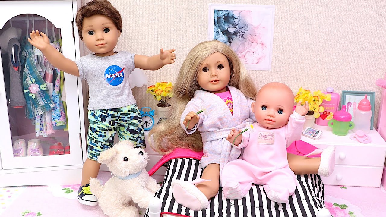 ¡La familia con perrito y bebé! Juguetes Muñecas