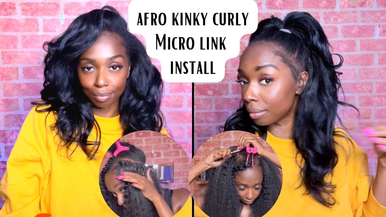 Easy DIY Afro Kinky Curly Micro link Install @Ywigs