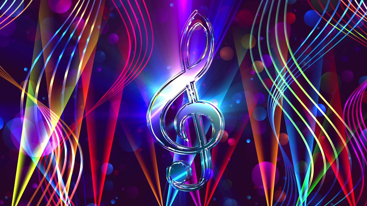 4K Screensaver | Treble Clef with Colorful Neon Lights – Psychedelic VJ Loop (No Sound)