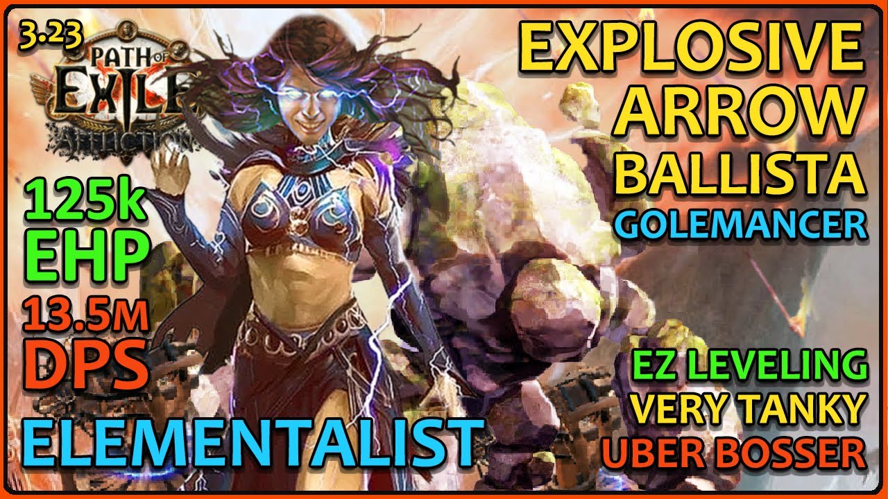 PoE 3.24 | Explosive Arrow Ballista Golemancer Elementalist | Build Guide | Path of Exile Affliction