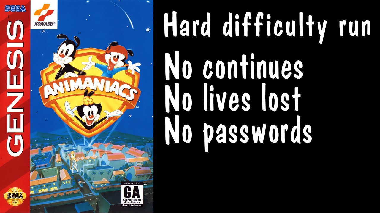 Animaniacs (Sega Genesis) - Hard difficulty run