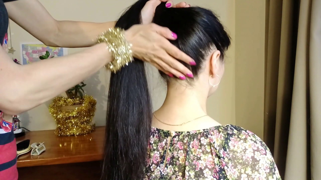 Hypnotic Hair Brushing and hair play with a real model [No talking at all]