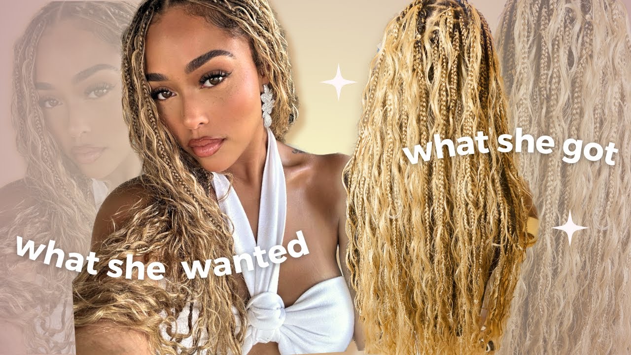 BLONDE BOHO BRAIDS | JORDYN WOODS INSPIRED 😍 | create your own custom blend & curly hair to use