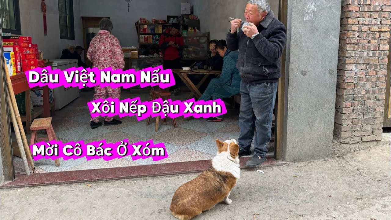 Dâu Việt Nấu Xôi Nếp Đậu Xanh Ăn Cùng Muối Mè,Mời Cô Bác Ở Xóm 
