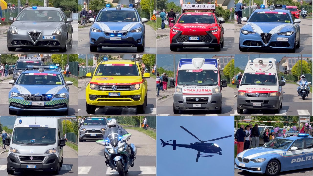 Mezzi POLIZIA STRADALE, CRI, CNSAS, SCORTA TECNICA - GIRO D'ITALIA 2024