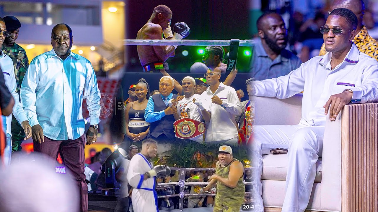 Prez Mahama, Abedi Pele i Ibrahim Mahama szturmują stadion sportowy UG Legon podczas walki SHOWDO...
