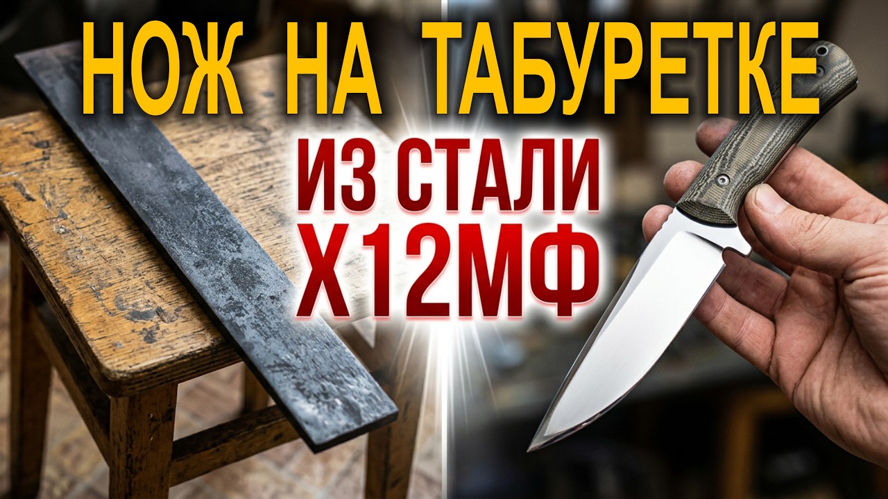 ИЗГОТОВЛЕНИЕ НОЖА ДЛЯ ВЫЖИВАНИЯ НА ТАБУРЕТКЕ. Как сделать нож из стали Х12МФ