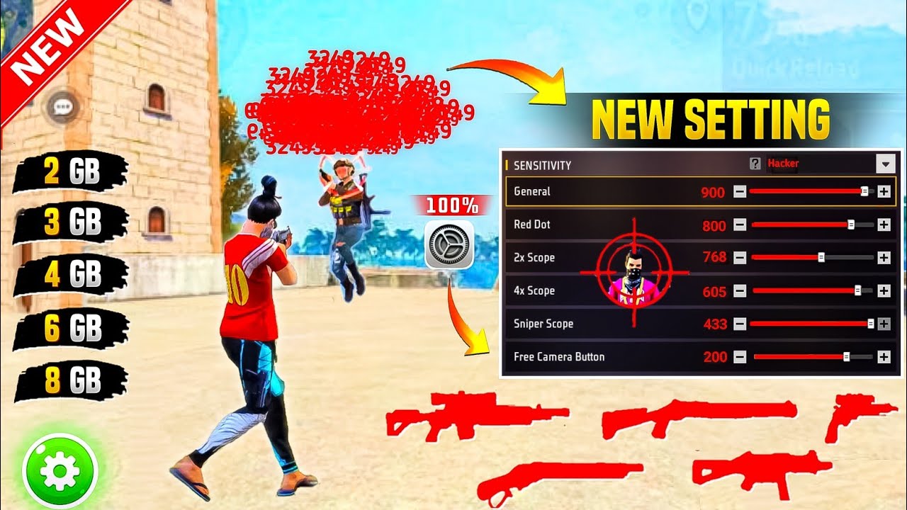 All Gun Headshot Sensitivity Setting After New Ob52 Update | Free Fire Max Auto Headshot Sensitivity