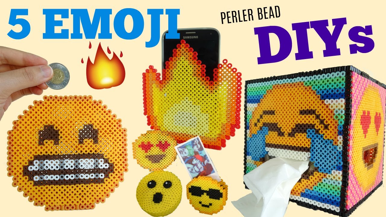 5 DIY Perler Bead Emoji Room Décor Projects!