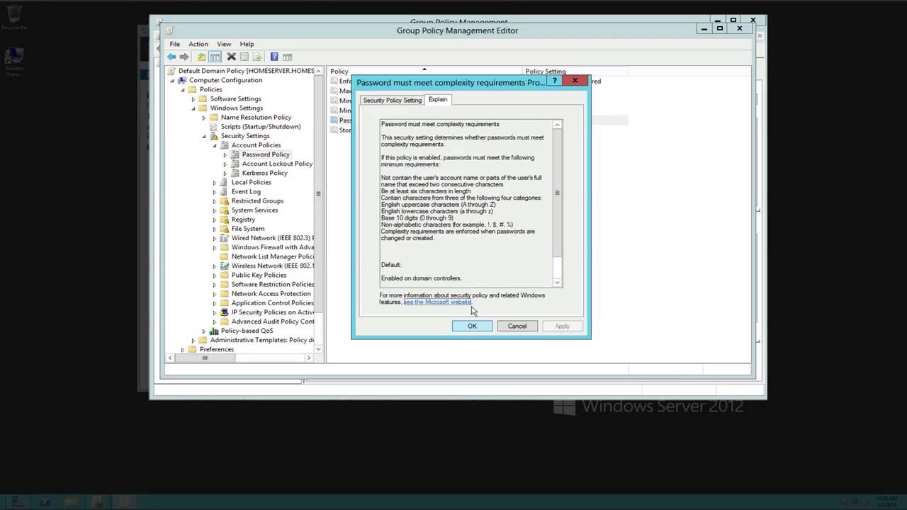 Windows Server 2012 Password Policy GPO