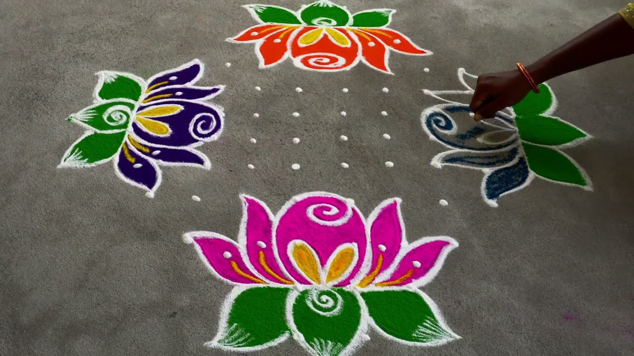 రథ సప్తమి ముగ్గులు || flowers rangoli || rangolis ||