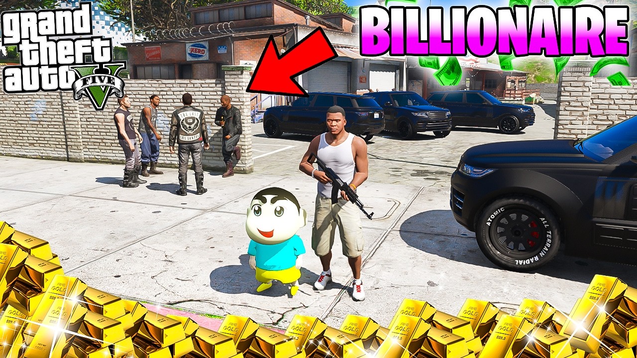 Franklin and Shinchan Fight Lost Gang AND Steal Golden Luxury Supercar in GTA 5 | Flash Playz