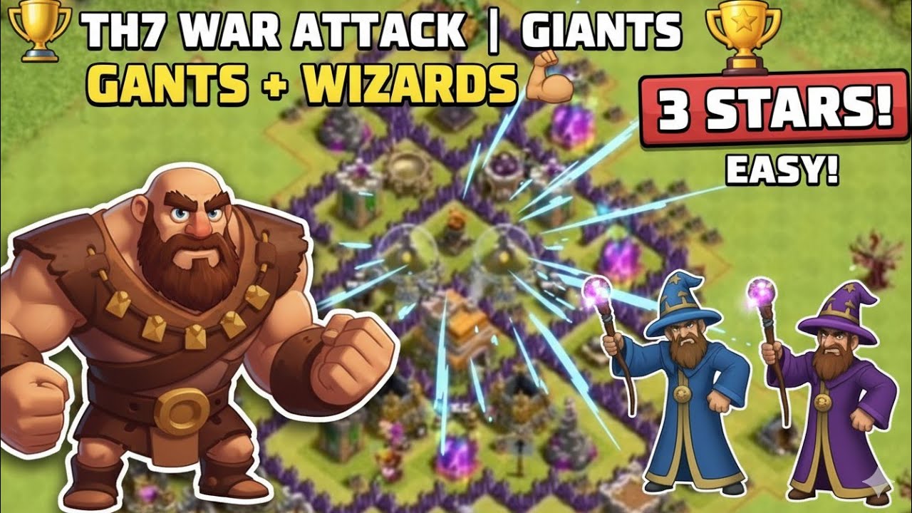 🏆 TH7 War Attack | Giants + Wizards = Easy 3 Stars! 💪 #coc #clashofclans #supercell 