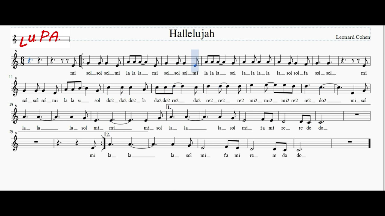 Hallelujah (L. Cohen) - Flauto - Note - Spartito - Karaoke - Tutorial - Recorder - Instrumental