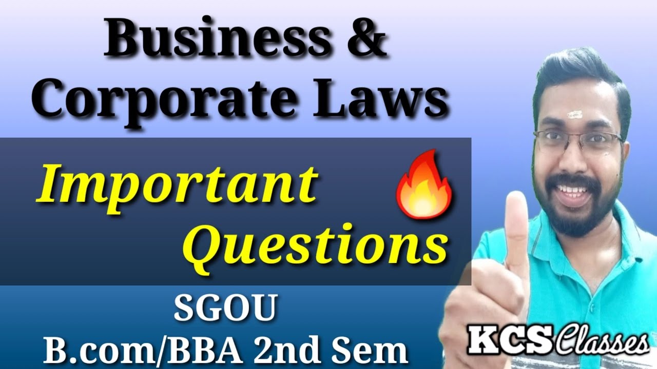 Business & Corporate Laws|Important Questions|SGOU B.com/BBA 2nd Semester
