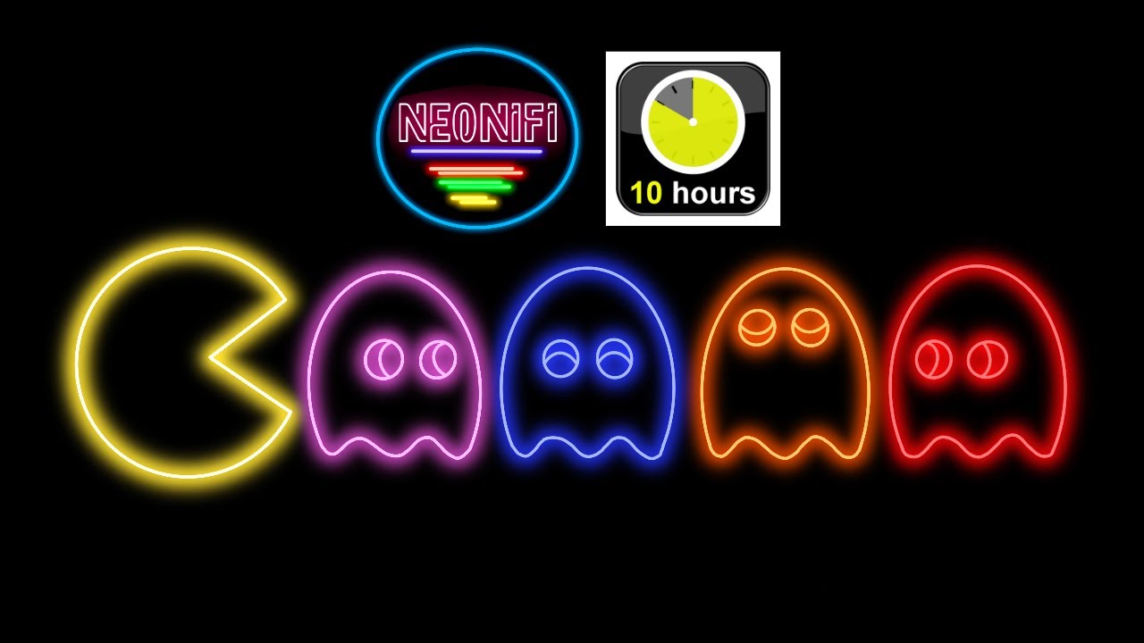 Pac-man Neon Sign - 10 Hours - 4k - OLED Safe - No Burn-in