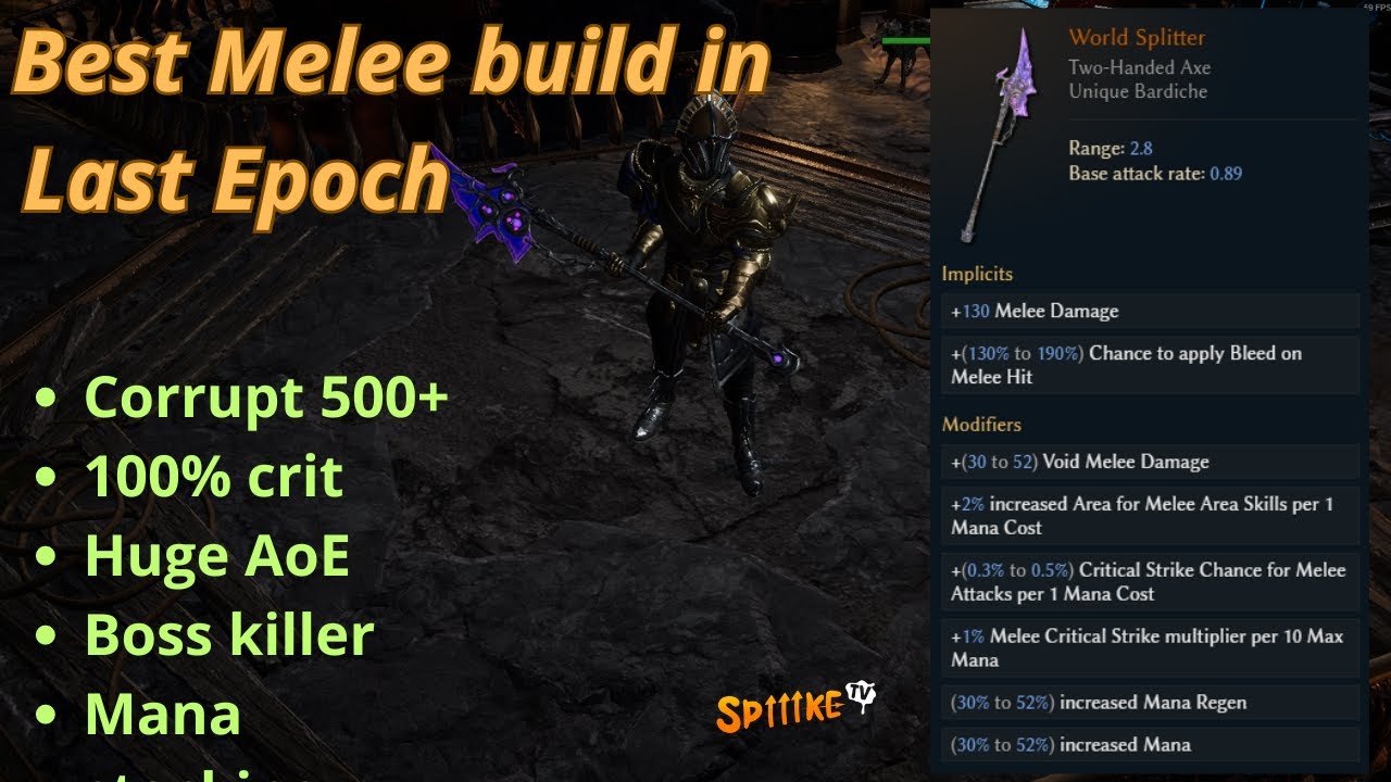 LAST EPOCH 1.1 -- World splitter Erasing strike Voidknight BUILD -- GIGA AoE & crit / Boss killer