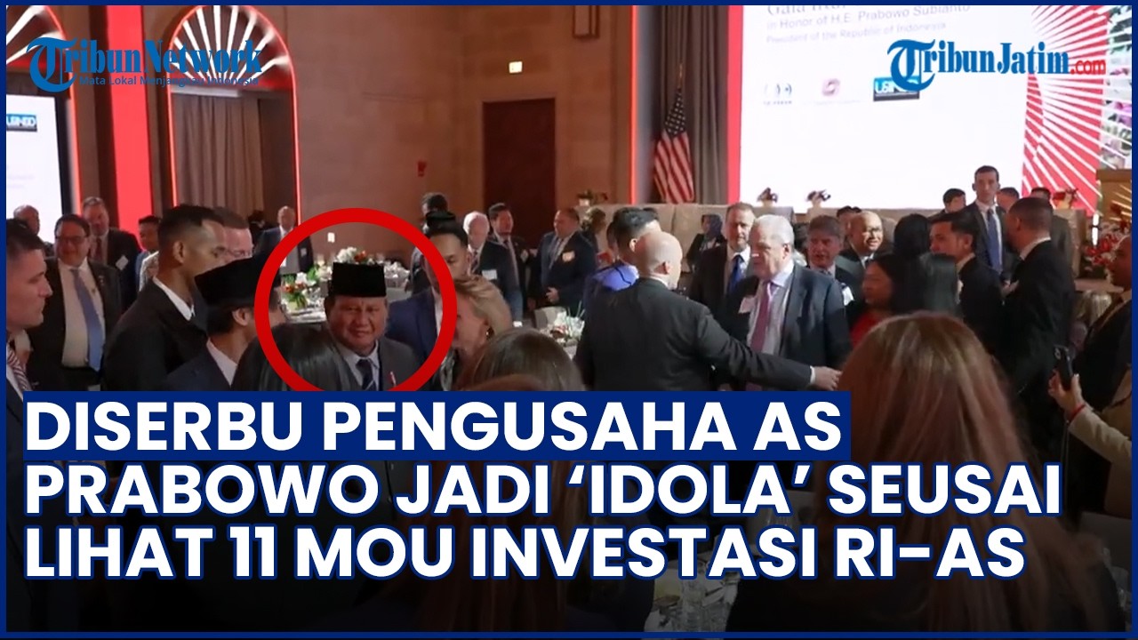 DISERBU PENGUSAHA AS! Prabowo Dikerubungi seusai Saksikan 11 MoU Investasi RI-AS