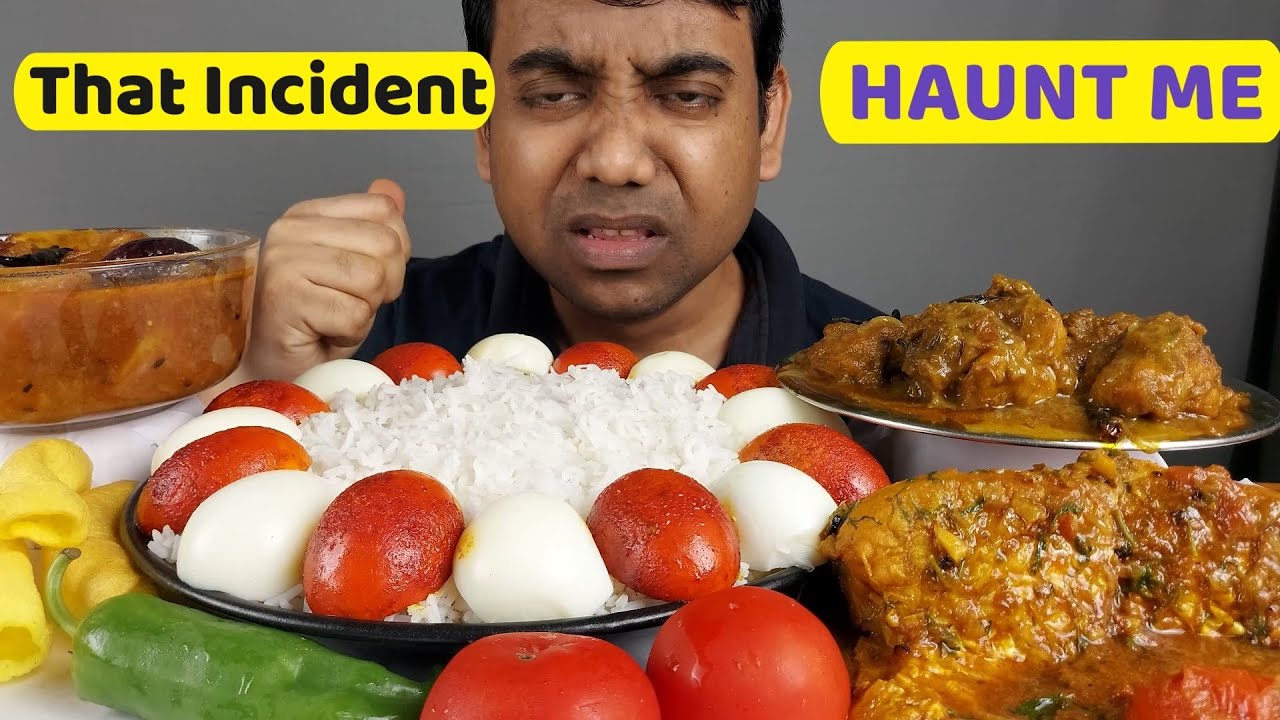 CHICKEN , EGGS , FISH AND BASMATI RICE FOOD EATING ASMR MUKBANG SHOW