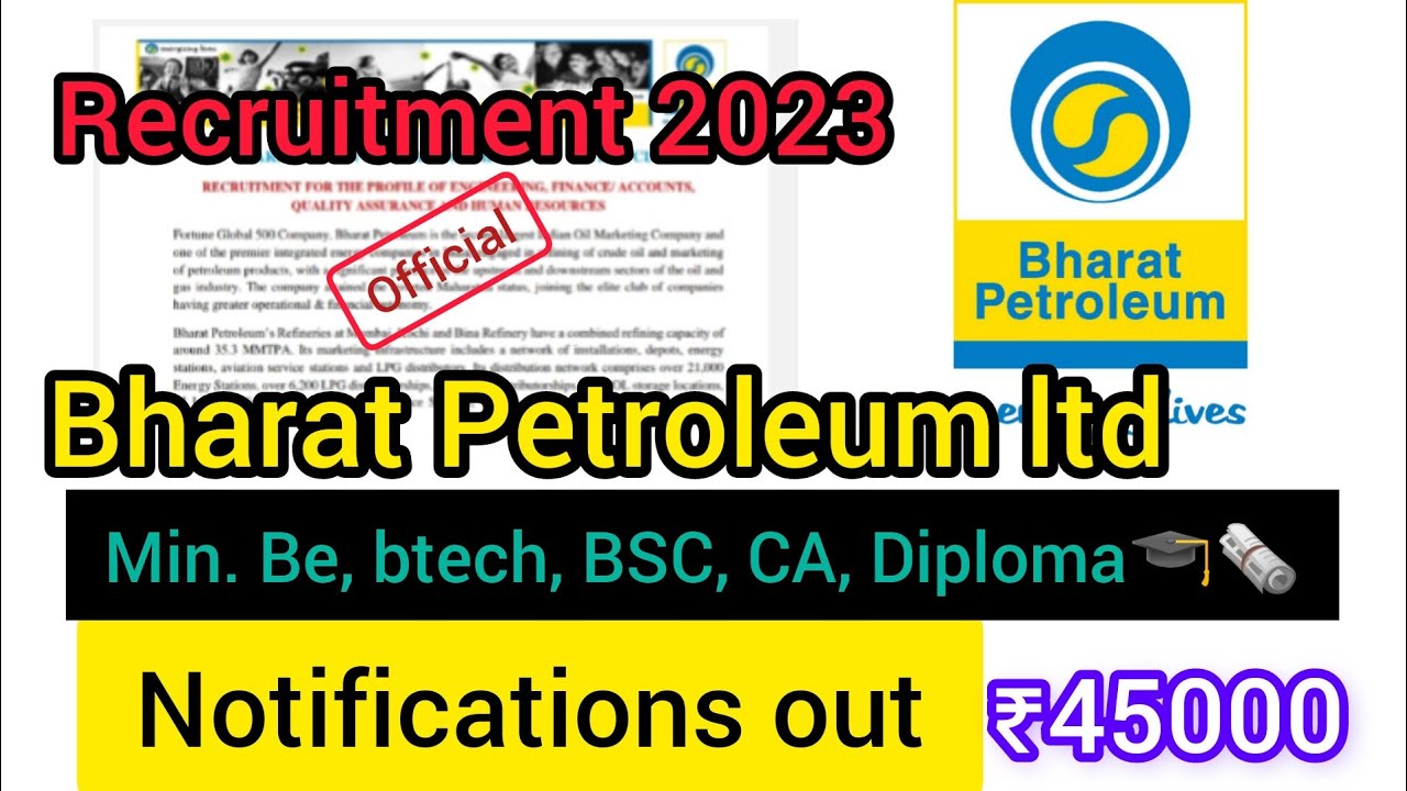 Bharat petroleum recruitment 2023 || BPCL RECRUITMENT #job