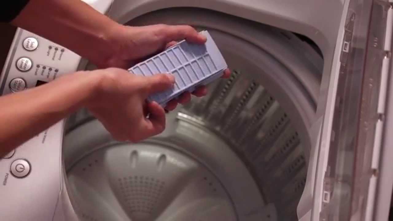 Cleaning the Lint Filters and Dispenser - Haier HLPW028AXW Top-Load Compact Washer