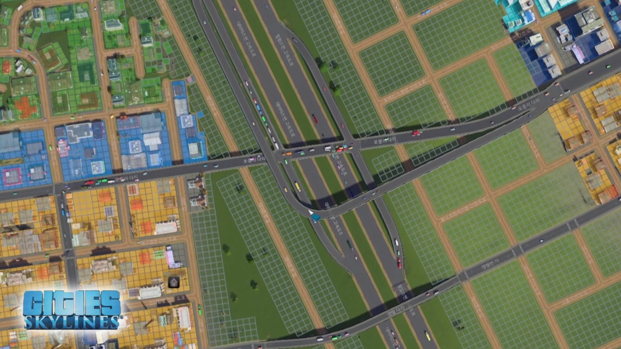Cities Skylines 시티즈 스카이라인 EP07 도시확장 및 나들목 만들기 (2x)