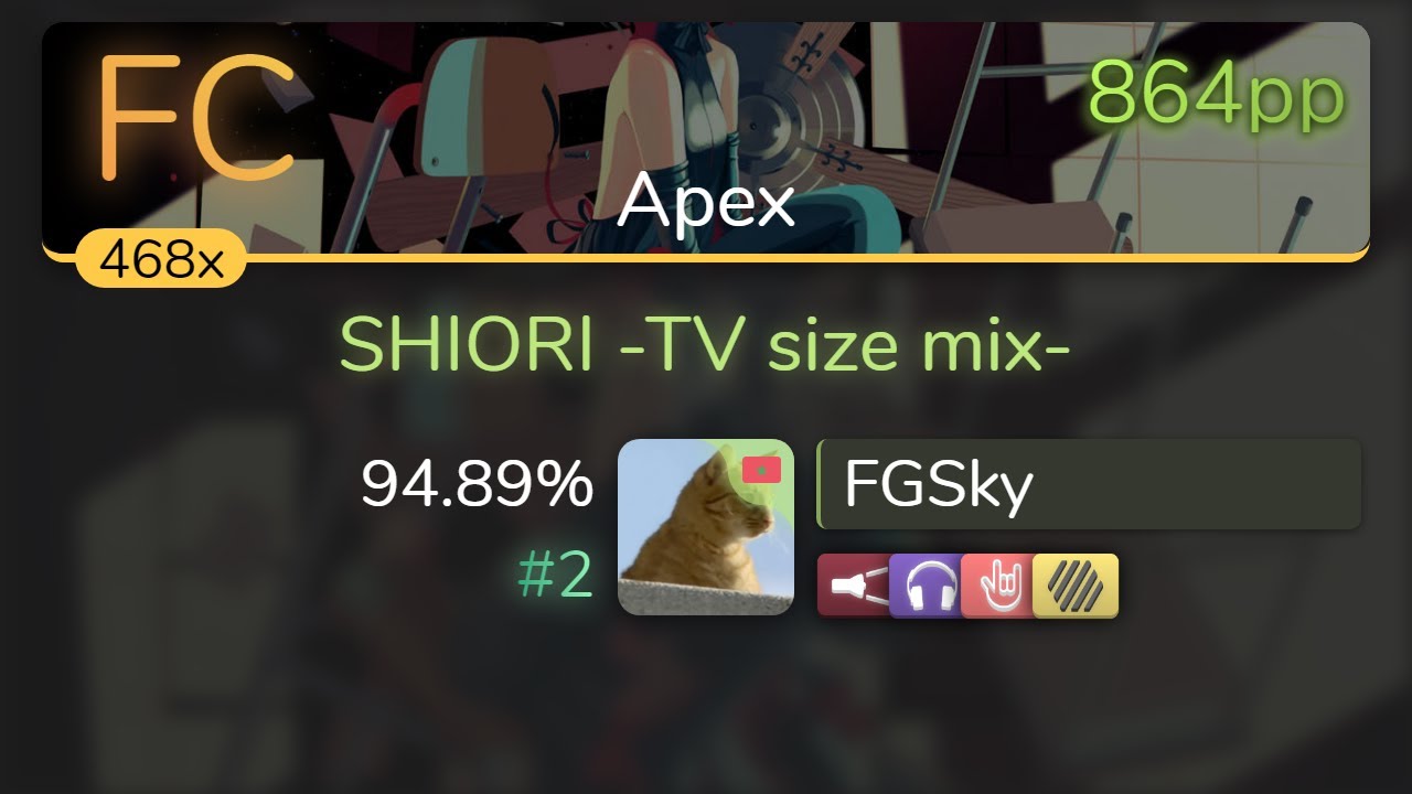 [8.3⭐] FGSky | ClariS - SHIORI -TV size mix- [Apex] +HDHRNCFL 94.89% {#2 864pp FC} - osu!